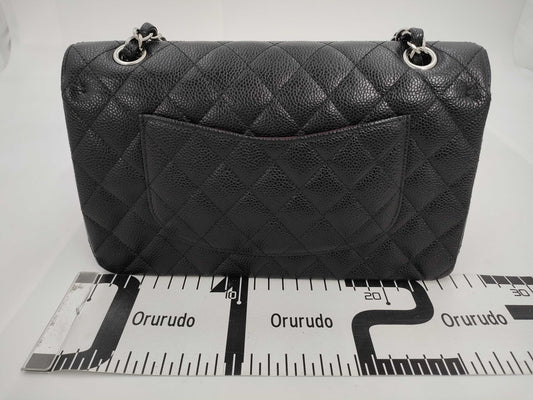 CHANEL Matlasse 25 Caviar Skin Black W Flap W Chain Shoulder Bag