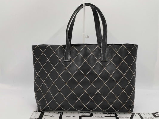 CHANEL Wild Stitch Handbag 7th Range Logo Plate Off Tote Bag