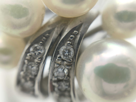 Pearl Ring, Diameter Approx. 4.5-6.6mm, Diamond, Pt900, 7.0g