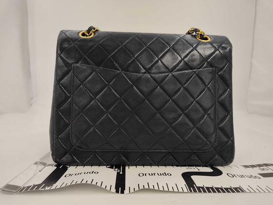 CHANEL Matlasse Lambskin Chain Shoulder 25 Navy Shoulder Bag