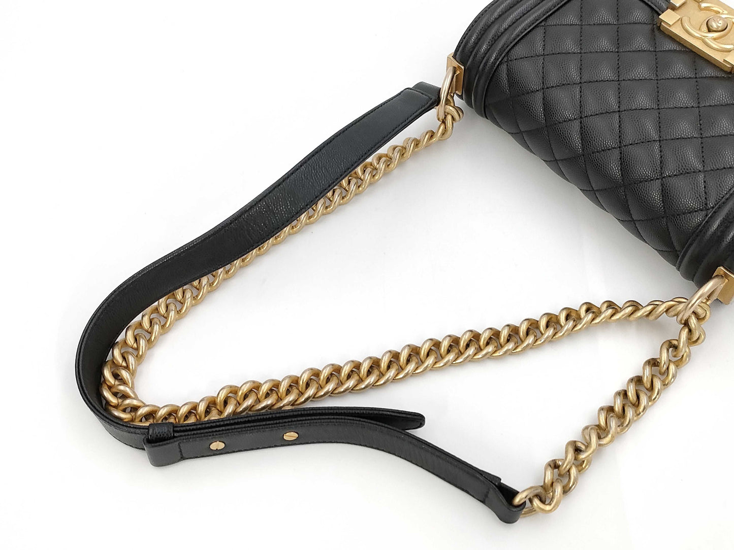 CHANEL Caviar Skin Boy Chanel Small G Hardware Chain Shoulder Bag Black 29th Series Shoulder Bag