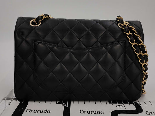 CHANEL Lambskin Matlasse 23 W Flap Chain Shoulder Bag Black IC Plate Shoulder Bag