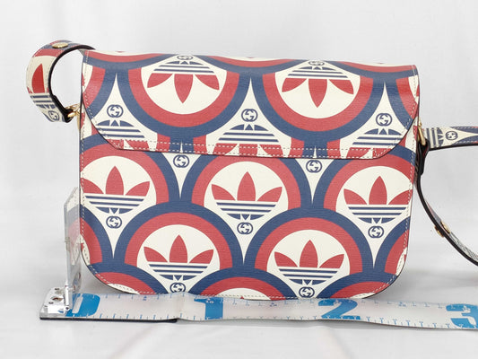 GUCCI GUCCI Horsebit 1955 Shoulder Bag 602204 Ivory x Red x Multi Leather Shoulder Bag