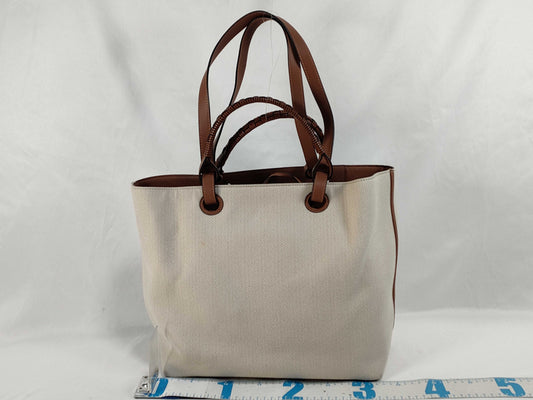 LOEWE LOEWE Anagram Tote Bag A717T23X02 White x Brown Jacquard x Calf Leather Tote Bag