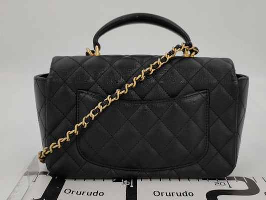 CHANEL CHANEL Top Handle Caviar Skin Gold Fittings 2way Handbag Chain Shoulder Bag Black Black 17th Shoulder Bag
