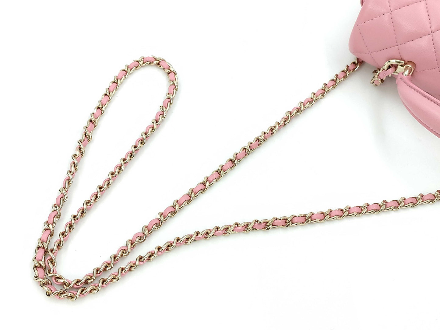 CHANEL Top Handle Lambskin Gold Hardware 2way Handbag Chain Shoulder Bag Serial Fittings Plate Pink Handbag