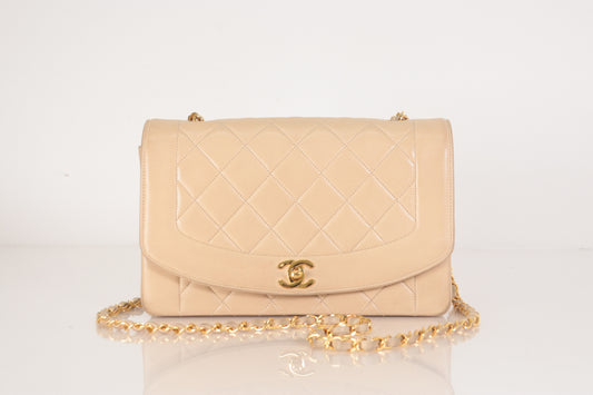 CHANEL Diana 25 Lam 2nd Beige Shoulder Bag