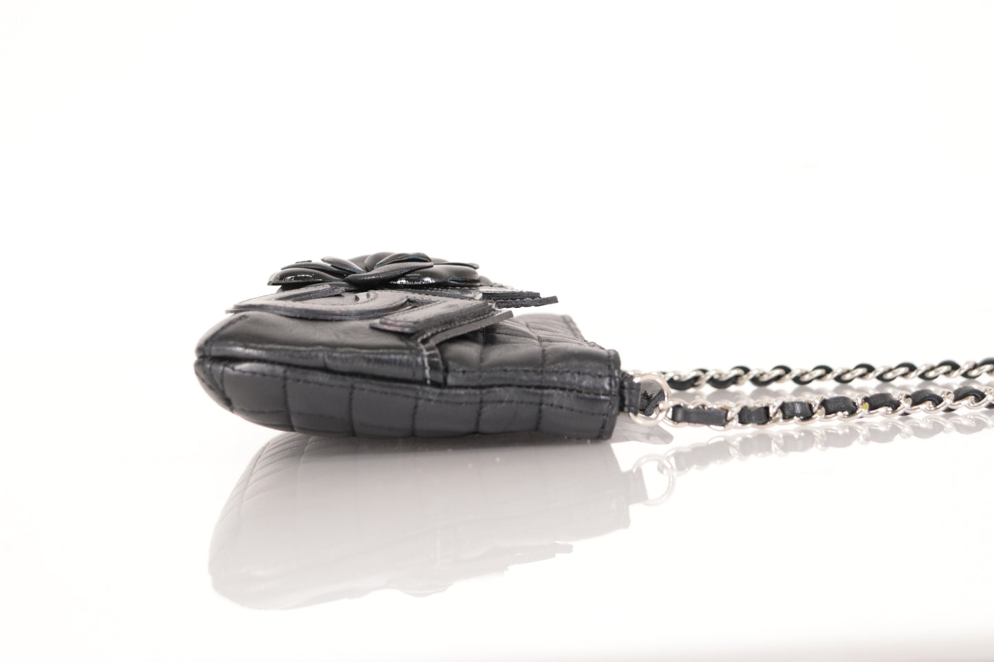 CHANEL Camellia Chocolate Bar Lamb Mini Chain Shoulder SV Hardware 10th Series Shoulder Bag