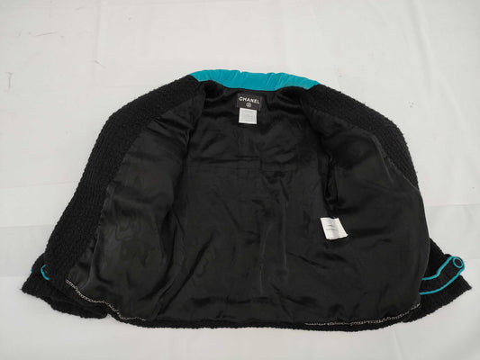 CHANEL Fall/Winter Wool Jacket, Black/Blue, #36 07A