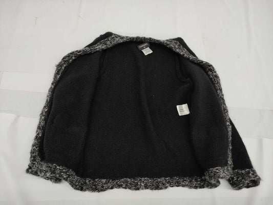 CHANEL Fall/Winter Knit Cardigan, Wool/Acrylic/Alpaca/Cashmere/Mohair/Nylon, Black/Gray, #38
