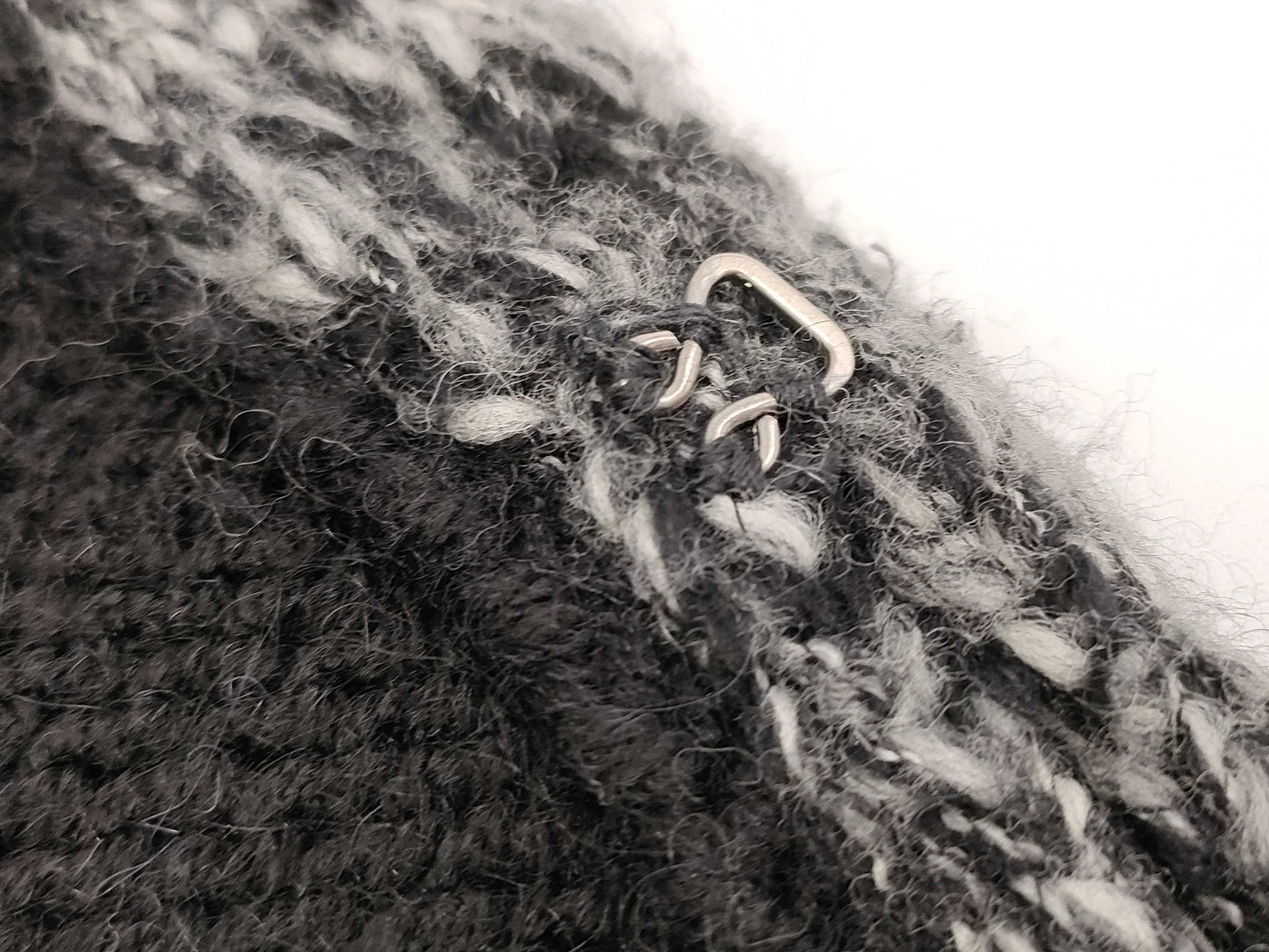 CHANEL Fall/Winter Knit Cardigan, Wool/Acrylic/Alpaca/Cashmere/Mohair/Nylon, Black/Gray, #38