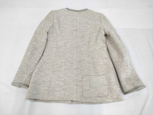 CHANEL Fall/Winter Tweed Jacket, Polyester/Rayon/Wool/Nylon, White/Silver, 99A Jacket