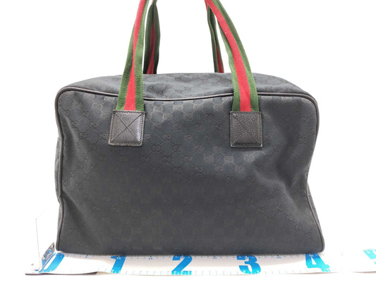 GUCCI GG Canvas Boston Bag with Sherry Line Handles, GG Canvas, 153240 Boston Bag