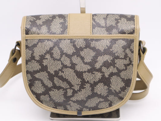 Yves Saint Laurent PVC x Leather Logo Khaki Shoulder Bag