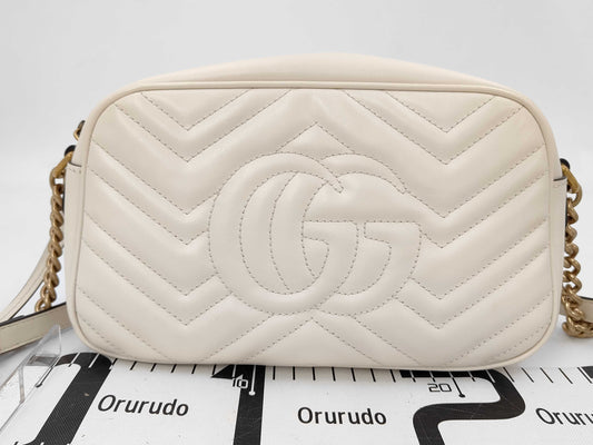 GUCCI 447632-520981 GG Marmont White Shoulder Bag with Dust Bag D040193224