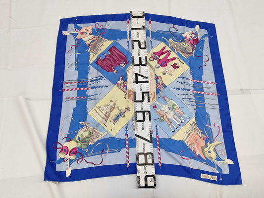 HERMES Silk Carré 90 "Le Carnival de Venise" Venice Carnival Blue Scarf