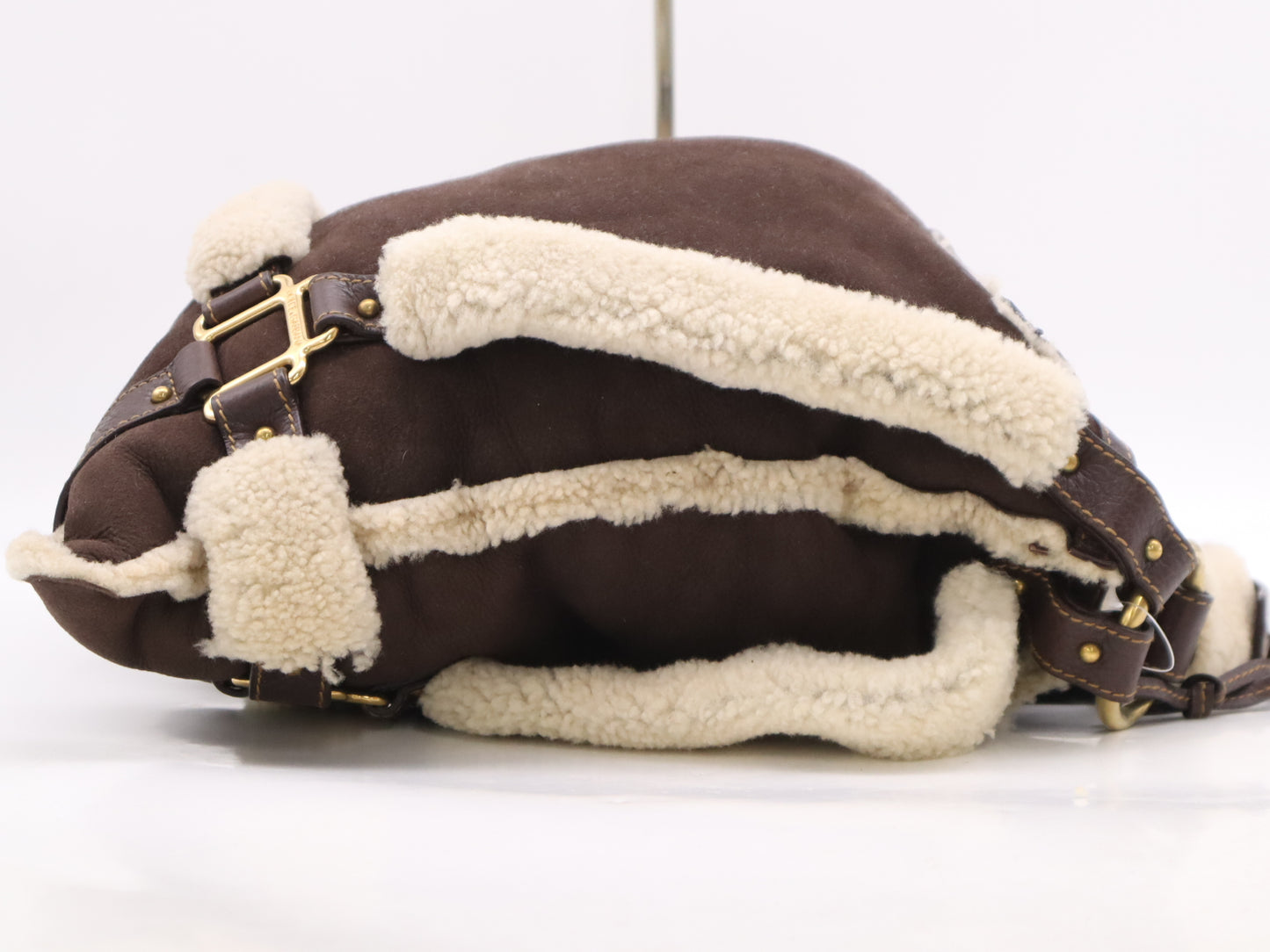 DOLCE&GABBANA Leather Mouton Suede Brown Shoulder Bag with Guarantee Card