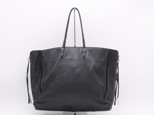 BALENCIAGA Leather The Paper Tote Bag Black with Mirror Tote Bag