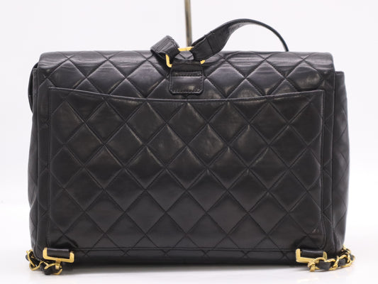 CHANEL Lambskin Matelasse Deca Coco Backpack in Black with GD Hardware and Unclear Seal