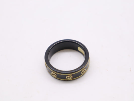 GUCCI Interlocking #23 Ceramic METAL/Au750 3.2g Ring