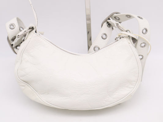 BALENCIAGA 671309 Leather Kagor XS Shoulder Bag White with Mirror and Storage Bag Shoulder Bag