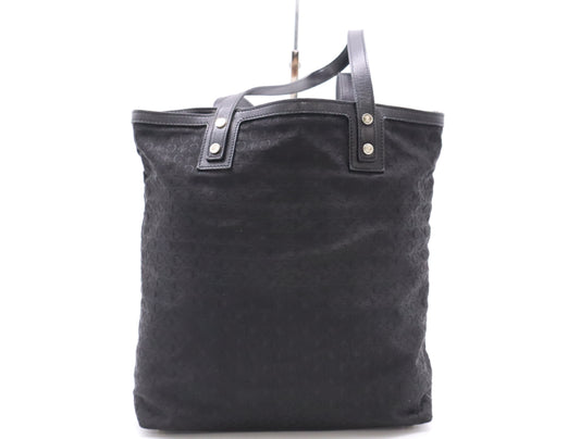 CELINE Canvas and Leather C Macadam Tote Bag, Black, with Dust Bag