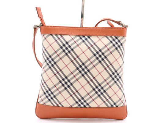 BURBERRY Canvas x Leather Nova Check Shoulder Bag Beige Orange Shoulder Bag