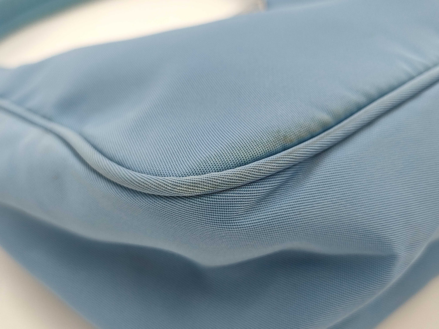 PRADA Mini Handbag Triangle Logo Accessory Pouch Blue Nylon Bag