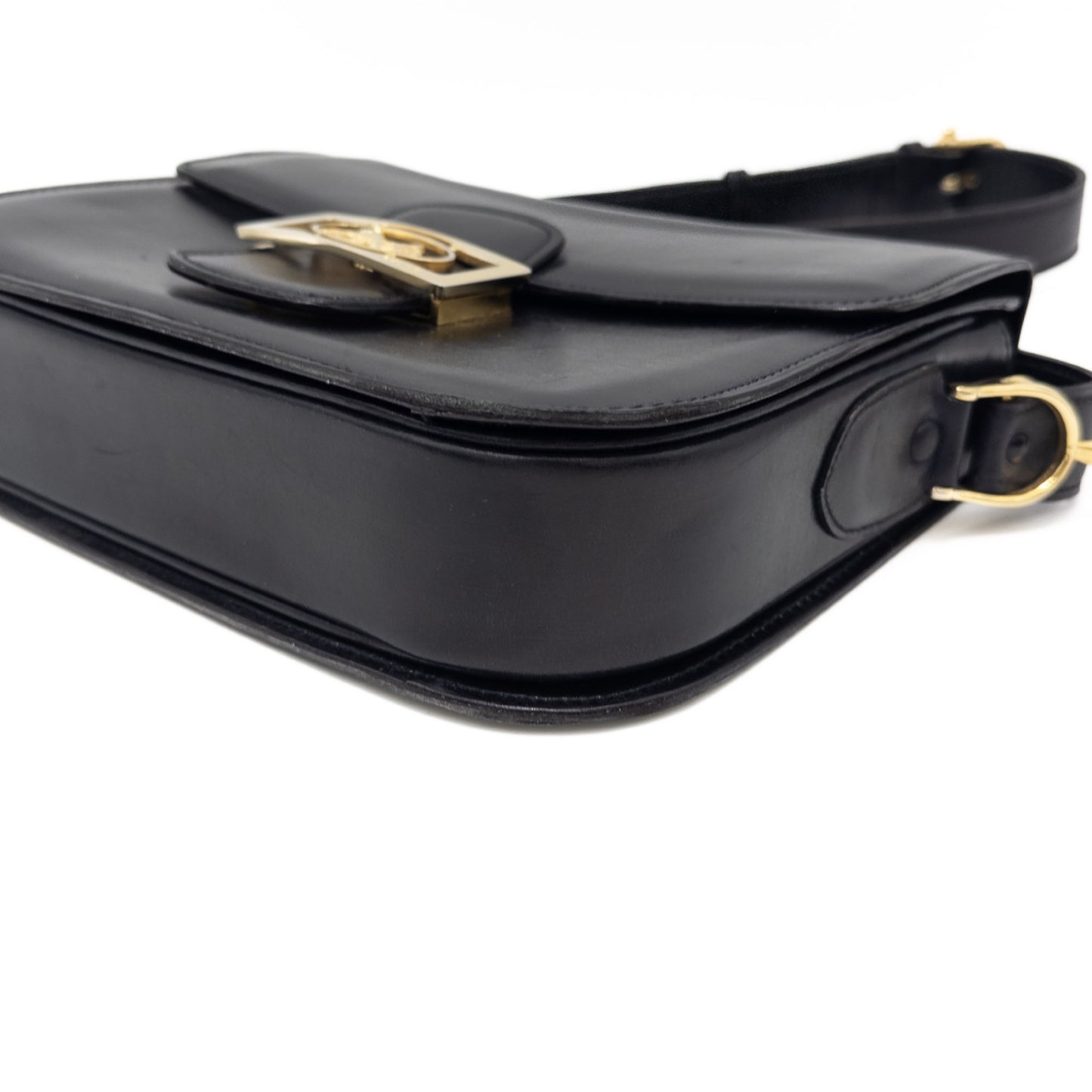 CELINE CELINE Carriage Fittings Leather Shoulder Bag Black Shoulder Bag