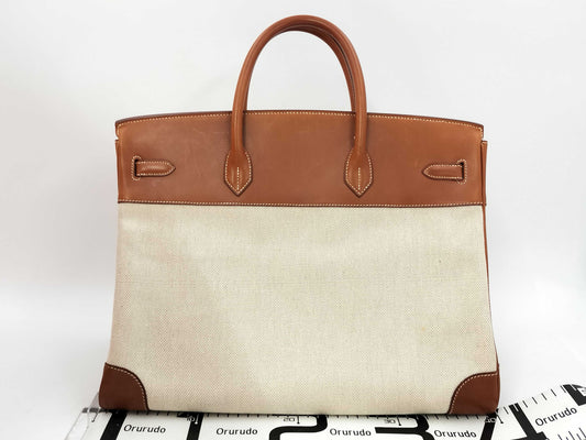 HERMES Birkin 40 Natural Ash/Valenia GP Hardware Handbag