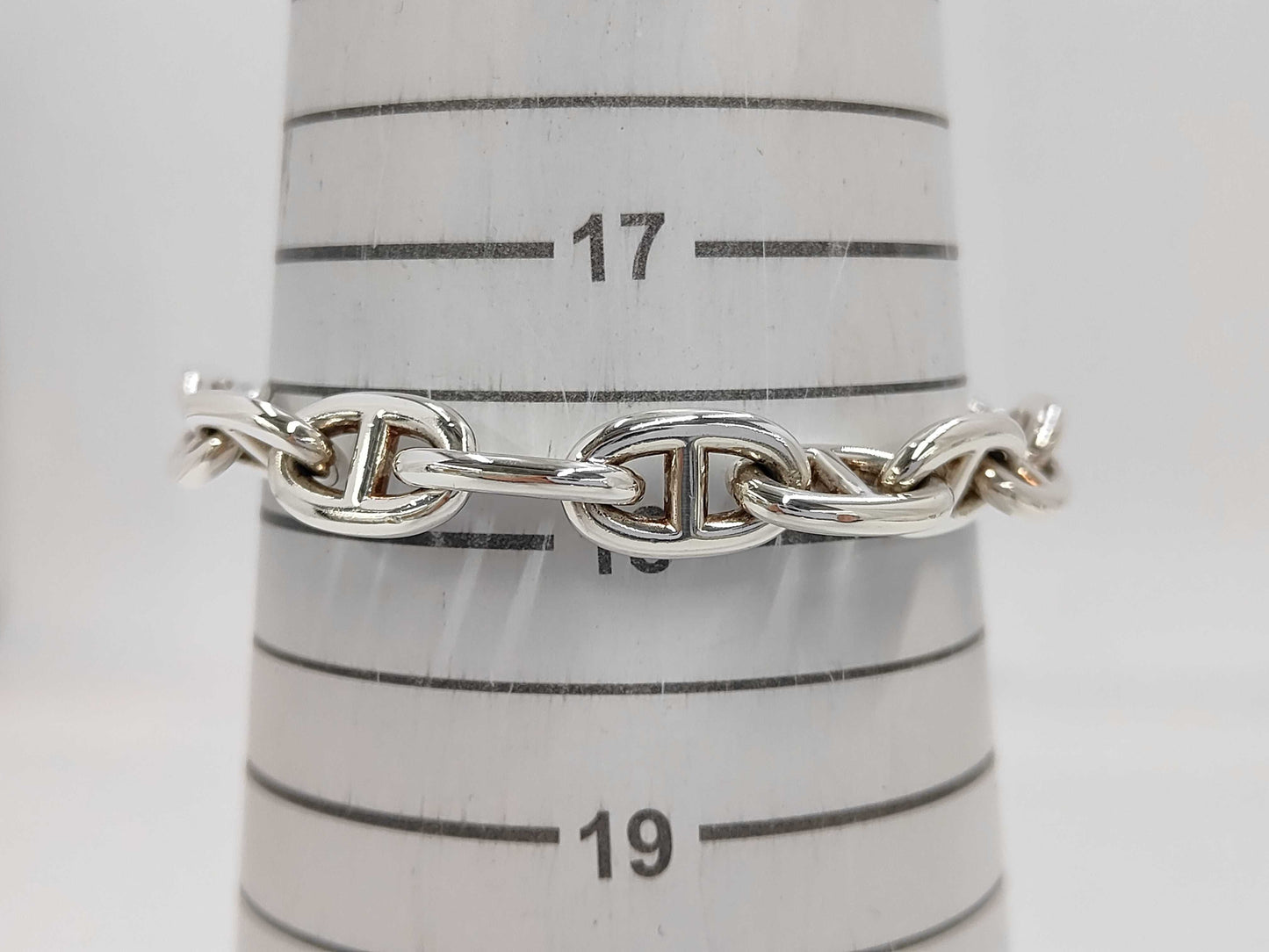 HERMES HERMES Chaine d'Ancre MM 17-Link Bracelet, 925 Sterling Silver, 60.0g, 19cm, Bracelet/Bangle