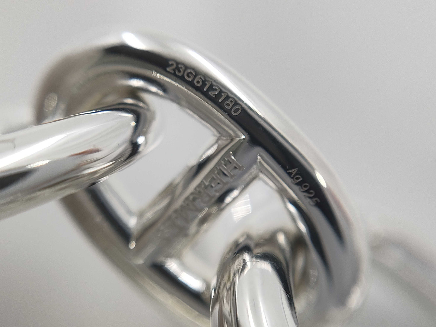 Hermes Schone Dunkle MM15 Frame 23 Engraved Bracelet AG925 53.9g Bracelet Bangle