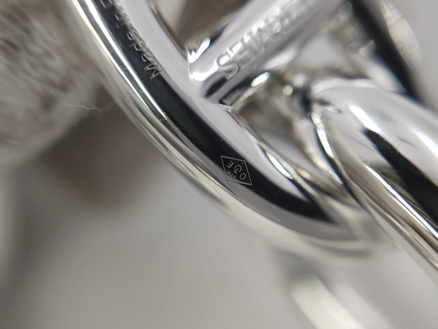 HERMES Chene Dunkle TGM11 Frame 19 Engraved Bracelet AG925 106.6g Bracelet Bangle