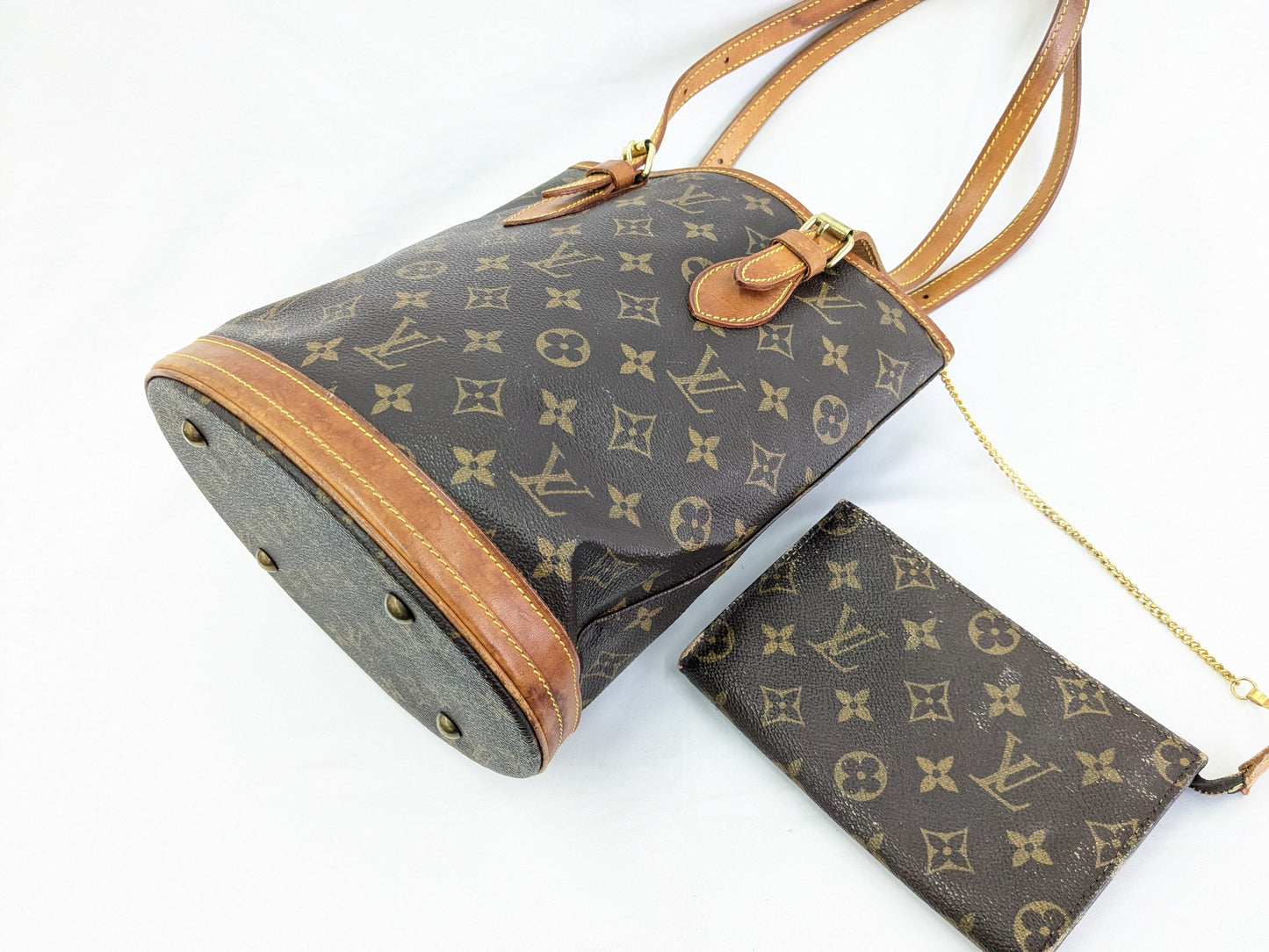 LOUIS VUITTON LV Monogram Bucket PM with Pouch Tote Bag