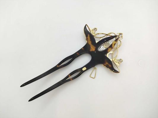 Kazuo Ogawa Kanzashi Tortoiseshell D0.24ct K18/Pt900 18.6g Hair Accessory