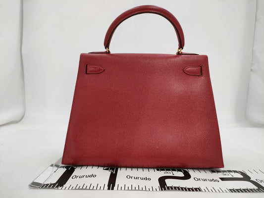 HERMES Kelly 28 Serie Rouge Gold Hardware 〇W Handbag