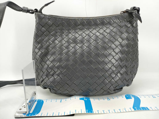 BOTTEGA VENETA Intrecciato Shoulder Bag, Gray, 25cm
