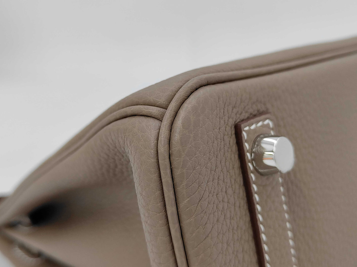 HERMES HERMES Birkin 25 Togo/Etoupe/K Stamp/Silver Handbag