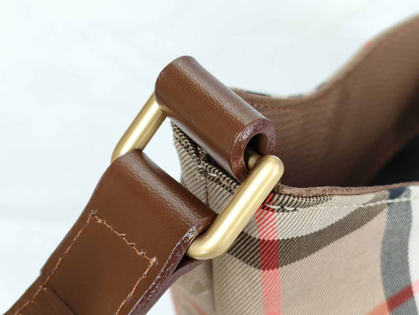 Burberrys BURBERRY Check Tote Bag Canvas/Leather Multicolor Shoulder Bag