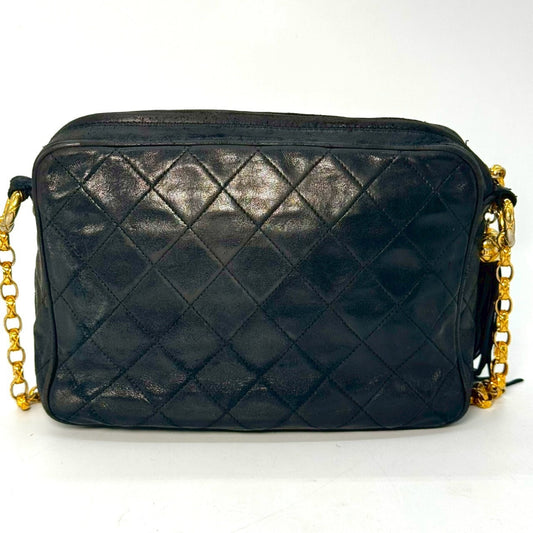 CHANEL Matelasse Lambskin Fringed Jeweled Chain Shoulder Bag, Black, 1986940