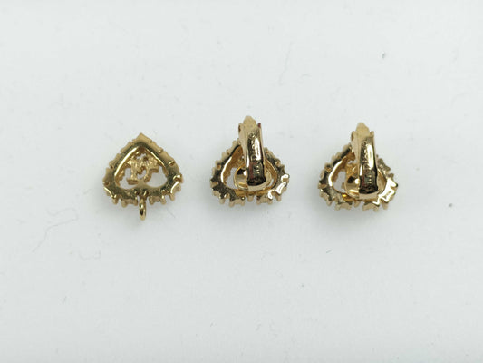 Dior Logo Heart Rhinestone Earrings/Necklace Top Earrings