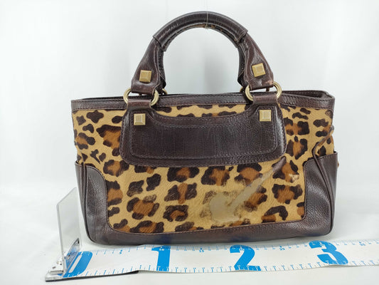 CELINE CELINE Boogie Handbag, Harako x Leather Leopard Print Handbag