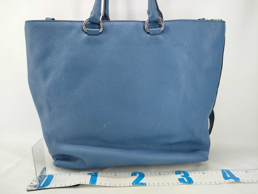 PRADA PRADA BN1713 Triangle Logo 2-Way Tote Bag Blue Tote Bag