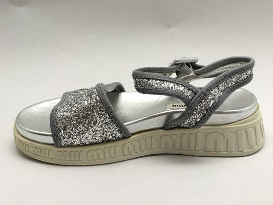 Miu Miu MIU MIU Sport Sandals Glitter Logo Sole Size 36 Platform Logo Sandals