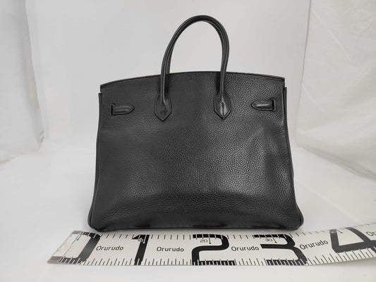 HERMES Birkin 35 Taurillon Black with Silver Hardware Handbag