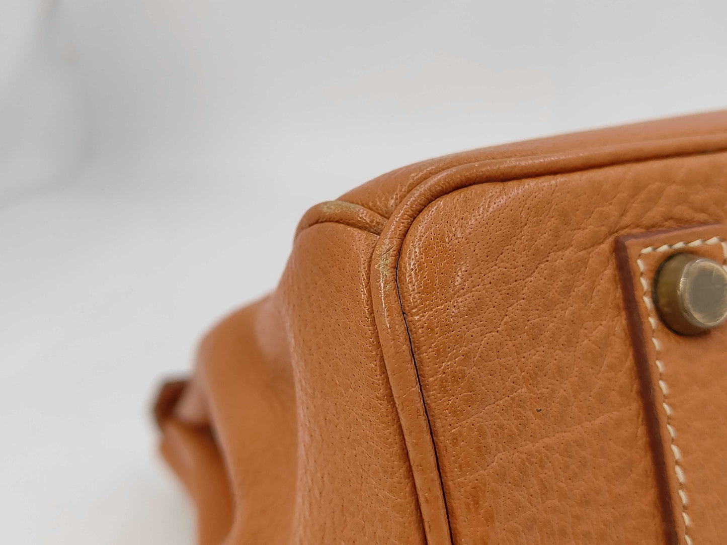 HERMES Birkin 35 Ardennes Gold Handbag with Gold Hardware