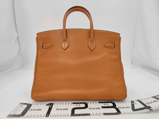HERMES Birkin 35 Ardennes Gold Handbag with Gold Hardware