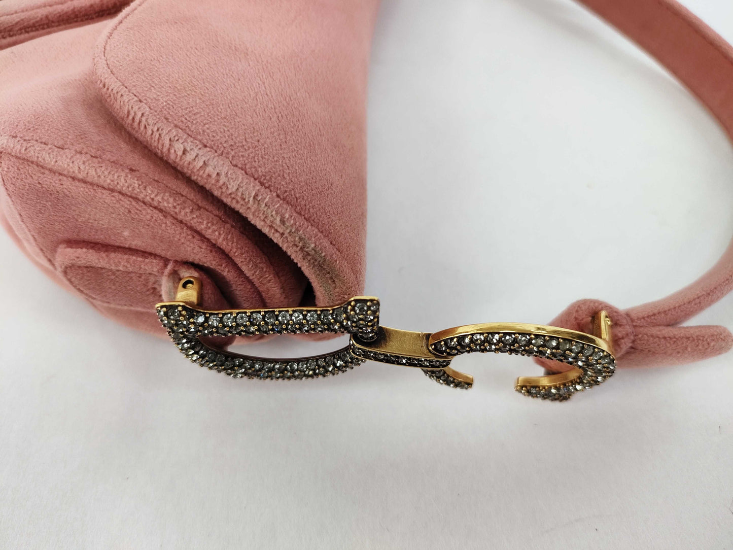 Dior Saddle Velvet Rhinestone Handbag