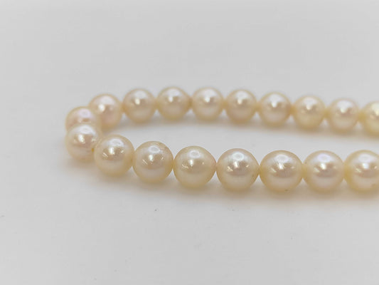 Semi-Round Pearl Necklace, Diameter: Approx. 6.4-6.9mm, 18K Gold, 25.6g