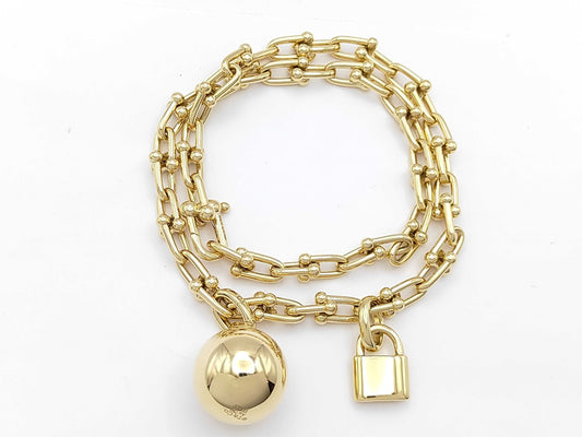 Tiffany & Co. Hardware Wrap Link Bracelet/Bangle in Yellow Gold 750, 48.4g
